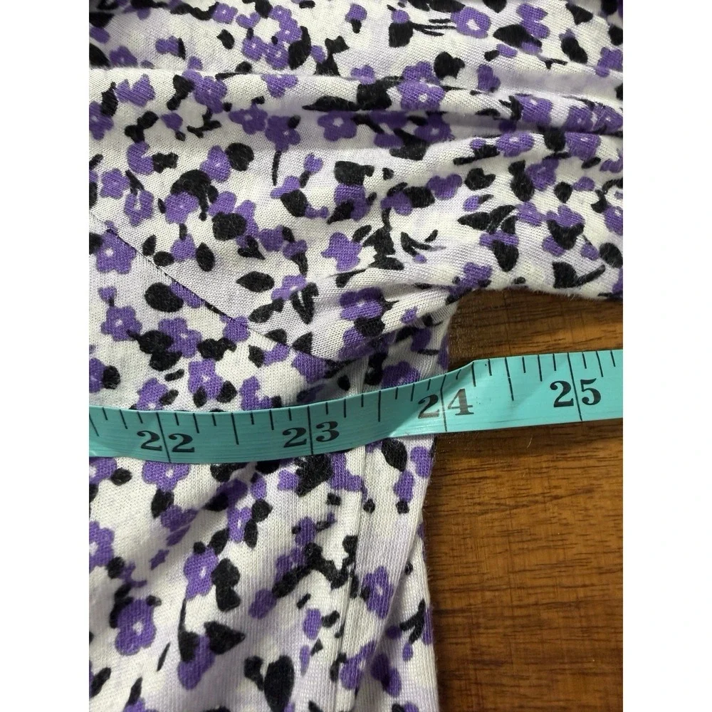 Michael Kors Women's XL Purple Floral Pebbles Peasant Romantic Knit Blouse Shirt